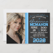 Invitation Baby Blue Chalkboard Graduation Photo (Devant)