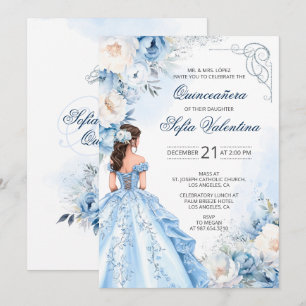 Invitation Baby Blue Cinderella Quinceañera