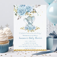 Baby Blue Floral mignonne Elephant Baby shower gar