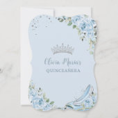 Invitation Baby Blue Floral Princess Chaussure en verre Quinc (Dos)
