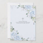 Invitation Baby Blue Floral Silver Baptism Christening  (Dos)