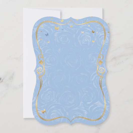 Invitation Baby Blue Gold Cinderella Princess Fête des mariée (Dos)