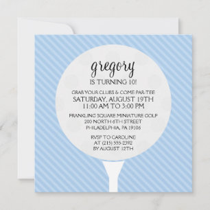 Invitation Baby Blue Golf Ball Miniature Golf Anniversaire