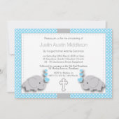 Invitation Baby Blue & Grey Elephant 🐘 bébé - Christening (Devant)