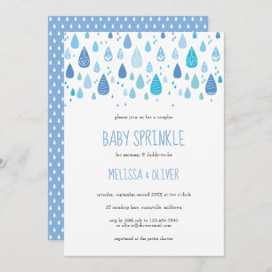 Invitation Baby blue raindrops couples bébé saupoudré