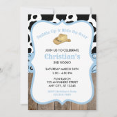 Invitation Baby Blue Rodeo Wild West Cowboy Anniversaire (Devant)