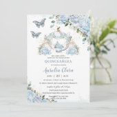 Invitation Baby Blue Roses Princesse Cinderella Quinceañera (Debout devant)