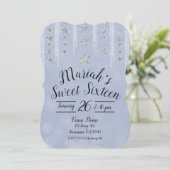 Invitation Baby Blue & Silver Parties scintillant Stars Sweet (Debout devant)