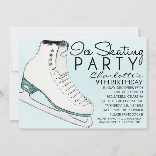 Invitation Baby Blue Skate Mates Ice Skate Anniversaire (Devant)