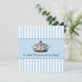 Invitation Baby Blue Stipes Prince Baby Boy Douche (Debout devant)