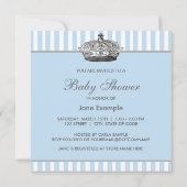Invitation Baby Blue Stipes Prince Baby Boy Douche (Dos)