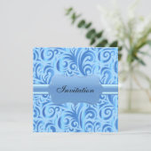 Invitation Baby Blue Tourbillonnant Party Design Modèle (Debout devant)
