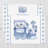 Invitation Baby Blue Train Baby Boy Douche (Devant / Derrière)