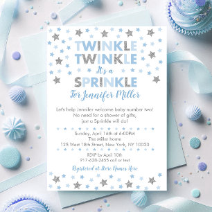 Invitation Baby Blue Twinkle Star Baby Sprinkle