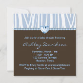 Invitation Baby Blue Zebra Brown bébé garçon douche (Dos)