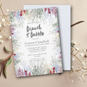 Invitation Baby-Bohème Foliage Fête de Mariage Hivernale Aqua