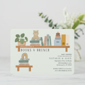 Invitation Baby Book Shelf Green Neutral Baby shower (Debout devant)
