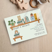 Invitation Baby Book Shelf Green Neutral Baby shower