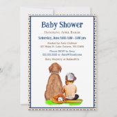 Invitation Baby Boy and Dog Baseball Baby shower à thème (Devant)