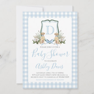 Invitation Baby Boy Baby shower Preppy Chien En vichy Sud