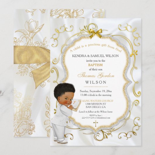 Invitation Baby Boy Baptême Communion Christening Bible (Devant / Derrière)