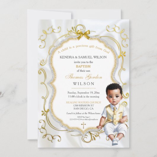 Invitation Baby Boy Baptême Communion Christening Bible (Devant)
