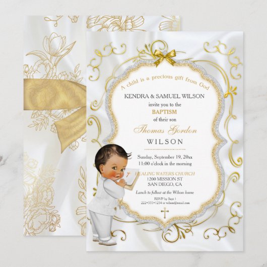 Invitation Baby Boy Baptême Communion Christening Bible (Devant / Derrière)