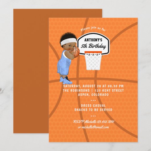 Invitation Baby Boy Basketball fête d'anniversaire (Devant / Derrière)