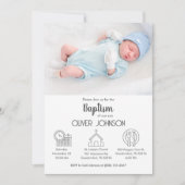 Invitation Baby Boy Bautizo Invitacion Élégant Baptême modern (Devant)