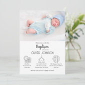 Invitation Baby Boy Bautizo Invitacion Élégant Baptême modern (Debout devant)