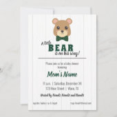 Invitation Baby Boy Bear Green & Gold Baby shower (Devant)
