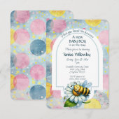 Invitation Baby Boy Bee In A Flower Shower  (Devant / Derrière)