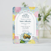 Invitation Baby Boy Bee In A Flower Shower  (Debout devant)