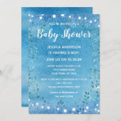 Invitation Baby Boy Blue Aquarelle String Baby shower Lumière (Devant / Derrière)