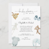 Invitation Baby Boy Blue Boho Aquarelle Baby shower Par Mail (Devant)