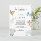 Invitation Baby Boy Blue Boho Aquarelle Baby shower Par Mail (Debout devant)