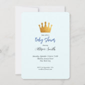 Invitation Baby Boy Blue Gold Prince Baby shower du château (Dos)