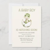 Invitation Baby Boy Boho Dinosaur Hatching Bientôt Douche (Devant)