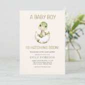 Invitation Baby Boy Boho Dinosaur Hatching Bientôt Douche (Debout devant)