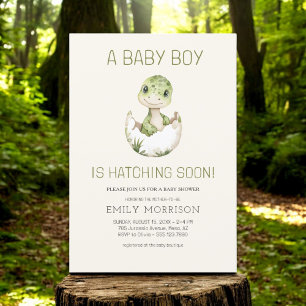 Invitation Baby Boy Boho Dinosaur Hatching Bientôt Douche
