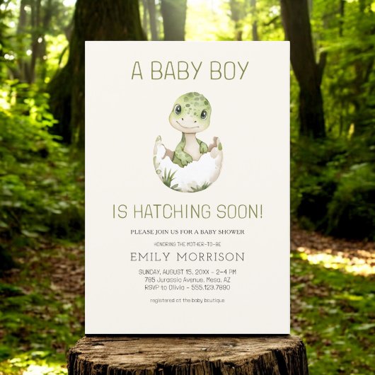 Invitation Baby Boy Boho Dinosaur Hatching Bientôt Douche