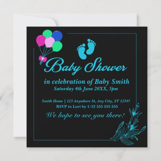 Invitation Baby Boy Cute Baby shower (Devant)