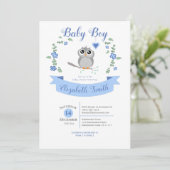 Invitation Baby Boy Cute owl baby shower (Debout devant)