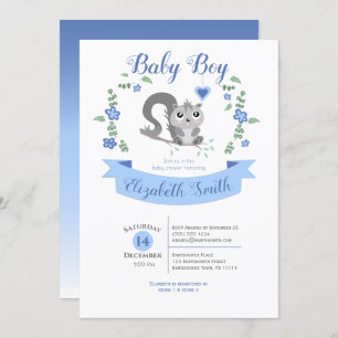 Invitation Baby Boy Cute squirrel baby shower