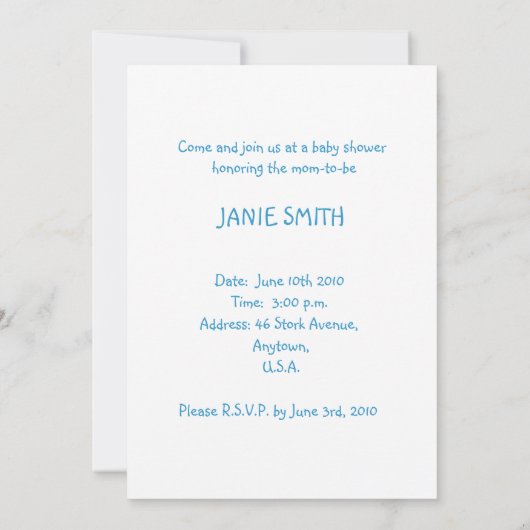 Invitation Baby Boy dans les nuages (Dos)