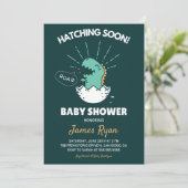Invitation Baby Boy Douche : Dinosaure Hatching Bientôt Invit (Debout devant)