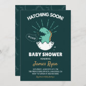Invitation Baby Boy Douche : Dinosaure Hatching Bientôt Invit (Devant / Derrière)