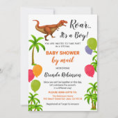 Invitation Baby Boy Douche Par Mail Roar Jungle Dinosaur (Devant)