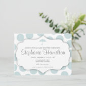 Invitation Baby boy douche pois cadre parapluie bleu (Debout devant)