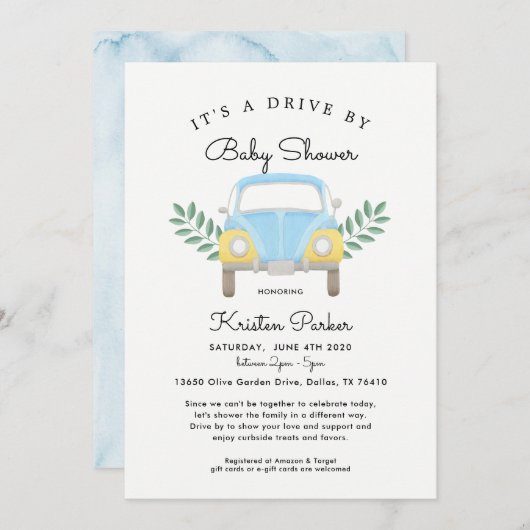 Invitation Baby Boy Drive Par Baby shower (Devant / Derrière)